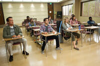 Tom Hanks as Larry Crowne, Rami Malek as Steve Dibiasi and Natalie Grace in ``Larry Crowne.''