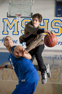 Chris Zylka as Flash Thompson and Andrew Garfield as Peter Parker in ``The Amazing Spider-Man.''
