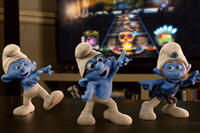 Grouchy Smurf, Brainy Smurf and Gutsy Smurf in ``The Smurfs.''