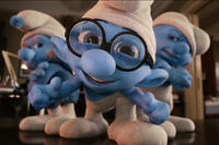 Gutsy Smurf, Brainy Smurf and Grouchy Smurf in ``The Smurfs.''