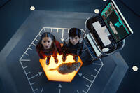 Rowan Blanchard as Rebecca Wilson and Mason Cook as Cecil Wilson in ``Spy Kids: All the Time in the World.''