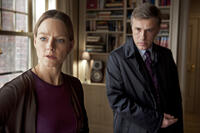 Jodie Foster as Penelope Longstreet and Christoph Waltz as Alan Cowan in "Carnage.''