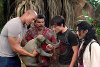 Dwayne Johnson as Hank, Luis Guzman as Gabato, Josh Hutcherson as Sean and Vanessa Hudges as Kailani in ``Journey 2: The Mysterious Island.''