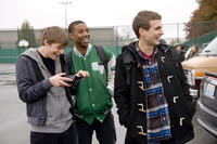 Dane DeHaan as Andrew Detmer, Michael B. Jordan as Steve Montgomery and Alex Russell as Matt Garretty in ``Chronicle.''