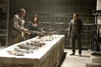 Idris Elba as Moreau, Violante Placido as Nadya, Nicolas Cage as Johnny Blaze in ``Ghost Rider: Spirit of Vengeance.''