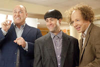 Will Sasso as Curly, Chris Diamantopoulos as Moe and Sean Hayes as Larry in``The Three Stooges.''