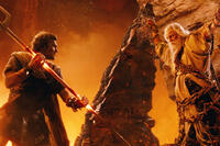Sam Worthington as Perseus and Liam Neeson as Zeus in ``Wrath of the Titans.''