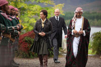 Kristin Scott Thomas as Patricia Maxwell, Hamish Gray as Malcolm and Amr Waked as Sheikh in ``Salmon Fishing in the Yemen.''