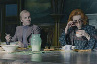 Jonny Lee Miller as Roger Collins and Helena Bonham Carter as Dr. Julia Hoffman in ``Dark Shadows.''