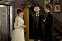 Felicity Jones as Emily Dalrymple, Jonathan Pryce as Dr. Robert Dalrymple and Hugh Dancy as Mortimer Granville in ``Hysteria.''