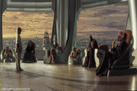 Anakin Skywalker in the Jedi Council Chamber on the planet Coruscant.
