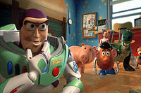 Buzz, Hamm, Bo Peep, Mr. Potato Head, Rex and Slinky Dog in Disney's Toy Story 2