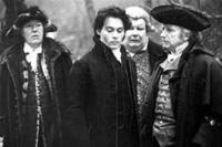 Michael Gambon as Baltus Van Tassel, Johnny Depp as Ichabod Crane, Richard Griffiths as Magistrate Philipse and Ian McDiarmid as Doctor Lancaster in ``Sleepy Hollow.''