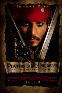 Teaser poster art for "Pirates of the Caribbean: The Curse of the Black Pearl."