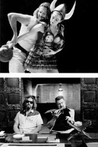 Top: (Left to right) The Dude (JEFF BRIDGES) has a vivid dream that includes Maude (JULiANNE MOORE) as a bowling goddess. Bottom: (Left to right) JEFF BRIDGES and JOHN GOODMAN.