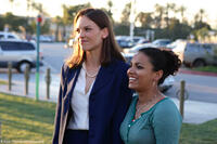 Hilary Swank and April Lee Hernandez in "Freedom Writers."