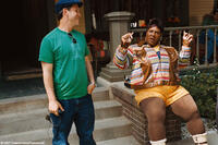 Director Brian Robbins and Eddie Murphy on the set of "Norbit."