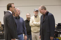 Kevin Costner, director Bruce A. Evans and William Hurt on the set of "Mr. Brooks."
