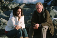 Carrie-Anne Moss and Alan Rickman in "Snow Cake."