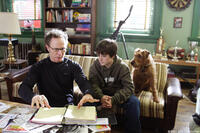 Director Todd Holland, Josh Hutcherson and Rex on the set of the film "Firehouse Dog."