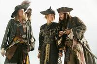 Geoffrey Rush, Keira Knightley and Johnny Depp in "Pirates of the Caribbean: At World's End."