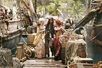 Vanessa Branch, Johnny Depp and Lauren Maher in "Pirates of the Caribbean: At World's End."