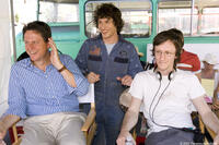 Producer John Goldwyn, Andy Samberg and director Akiva Schaffer on the set of "Hot Rod."