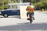 Rod Kimble (Andy Samberg) attempts to jump a mail truck in "Hot Rod."