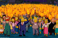 The entire town of Springfield makes its way to the Simpson household, seeking revenge for a catastrophe triggered by Homer’s epic stupidity in "The Simpsons Movie."