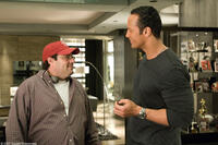 Director Andy Fickman and The Rock on the set of "The Game Plan."