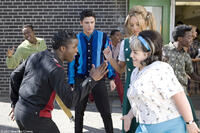 Elijah Kelley, Zac Efron as Link Larkin, Amanda Bynes as Penny Pingleton and Nikki Blonsky in "Hairspray."