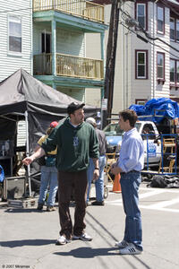 Director Ben Affleck and Casey Affleck on the set of "Gone Baby Gone."