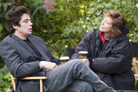 Benicio Del Toro and  director Susanne Bier on the set of "Things We Lost in the Fire."