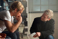 Jude Law and director Kenneth Branagh on the set of "Sleuth."