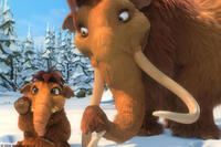 Ellie (voice of Queen Latifah) and her baby in "Ice Age: Dawn of the Dinosaurs."