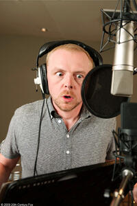 Simon Pegg on the set of "Ice Age: Dawn of the Dinosaurs."