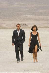 James Bond (Daniel Craig) and Camille (Olga Kurylenko) walk through the Bolivian desert in "Quantum Solace."