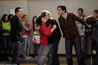 Two school bullies, Filkins (Alex Frost) and Ronnie (Josh Peck), terrorize Ryan (Troy Gentile) and Wade (Nate Hartley) in "Drillbit Taylor."