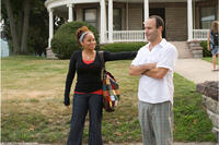Raven Symone and director Roger Kumble on the set of "College Road Trip."