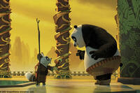 Unexpectedly chosen to fulfill an ancient prophecy and train in the art of kung fu, giant panda Po (Jack Black) studies under Master Shifu (Dustin Hoffman), the trainer of the Furious Five, in "Kung Fu Panda."