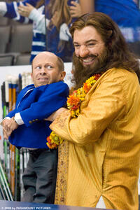 Verne Troyer (left) and Mike Myers (right) in "The Love Guru."