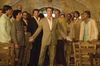 Sam Carmichael (PIERCE BROSNAN) romances a former flame in "Mamma Mia!"