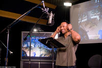 Dwayne Johnson on the set of "Planet 51."