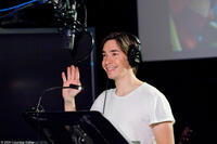 Justin Long on the set of "Planet 51."