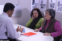 Gaurang Vyas as Satish, Emily Rose Merrell as Bridgette and Deb Tunis as Carol in "Offshore."