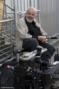 Director Mike Leigh on the set of  "Happy-Go-Lucky."