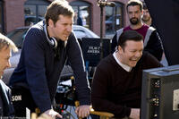 Writers-directors Matthew Robinson and Ricky Gervais on the set of "The Invention of Lying."