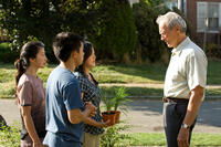 Brooke Chia Thao as Vu, Bee Vang as Thao, Ahney Her as Sue and Clint Eastwood as Walt Kowalski in "Gran Torino."