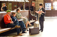Associate Producer/Assistant to Nora Ephron, J.J. Sacha, Script Supervisor and Co-Producer, Dianne Dreyer, Meryl Streep and Writer- director Nora Ephron on the set of "Julie & Julia."
