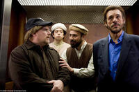 Kevin Farley as Michael Malone, Robert Davi as Aziz and in the back Geoffrey Arend as Mohammed and Serdar Kelsin as Ahmed star in "An American Carol."